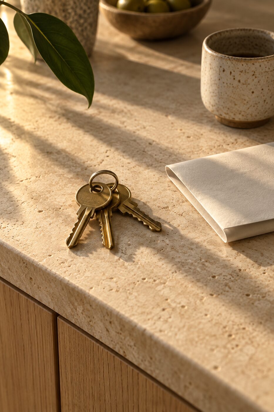 Keys on a kitchen counter